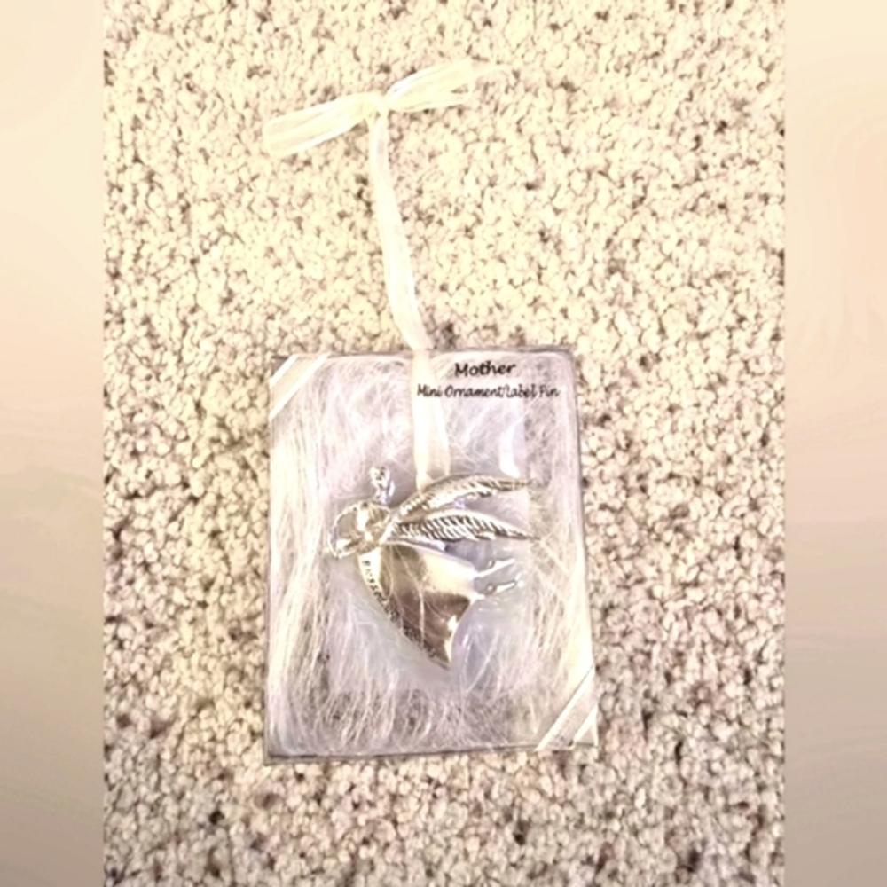 👼Silver Angel Ornament with Ribbon:Blessed are Mothers